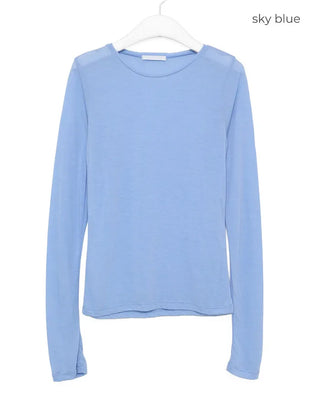 Round neck sheer long sleeve