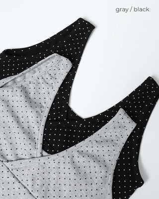 V-neck polka dot sleeveless top