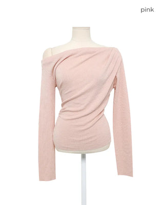 Drape off-shoulder knit
