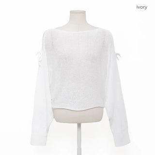 Off-shoulder ribbon knit