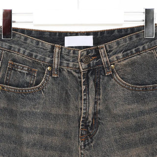Washed wide denim pants