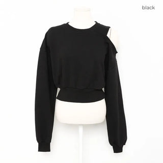 One-off shoulder cropped sweatshirt