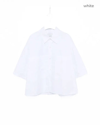 Big pocket half-sleeve cropped shirt