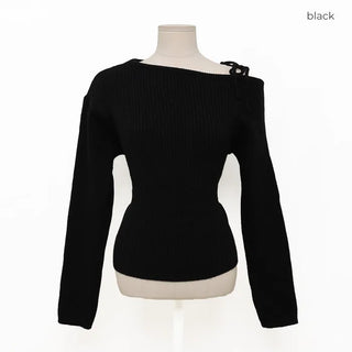 One-shoulder ribbed knit
