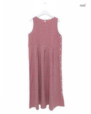 Side-button check dress