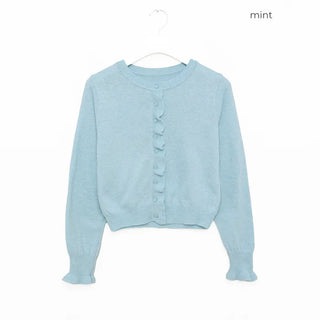 Button-up ruffle knit cardigan
