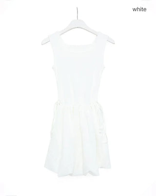 Side-shirred sleeveless mini dress