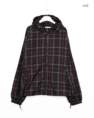 (Unisex) Check Hooded Wind Jacket