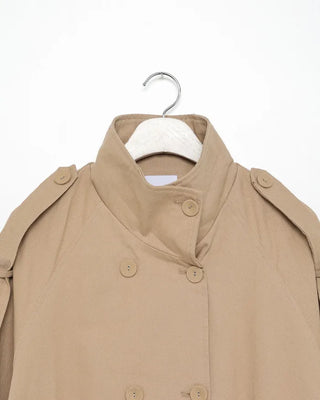 High-neck short trench coat