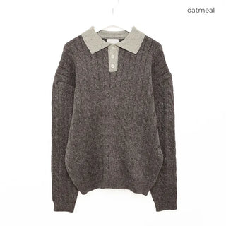 (Unisex) Two-tone Cable Knit