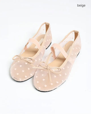 Polka Dot Mesh Mary Jane Flat Shoes