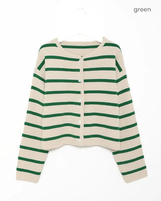 Striped button cardigan