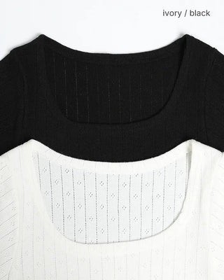 Square neck crop short-sleeved T-shirt