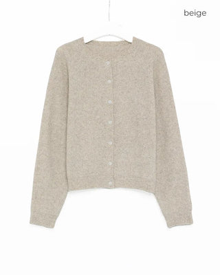 Ribbed crew neck cardigan