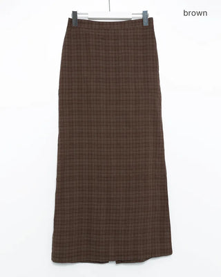 Soccer check back slit long skirt
