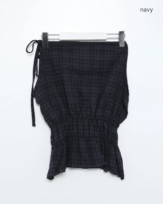 Checked halter neck sleeveless top