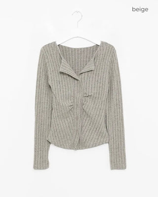 Slim Rib Shirring Cardigan