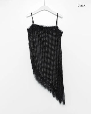 Polka Dot Lace Sleeveless Mini Dress