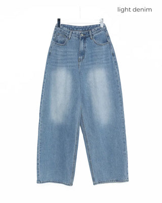 Flap pocket washed denim pants