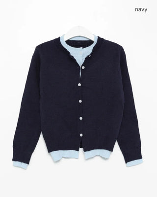 Round neck layered cardigan