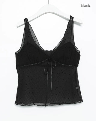 Pindot border sheer bustier
