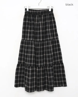 Checked long skirt