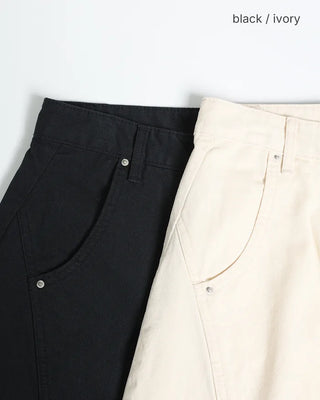 Curved center seam cotton pants