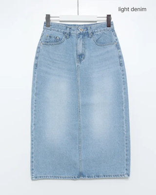 Washed denim skirt