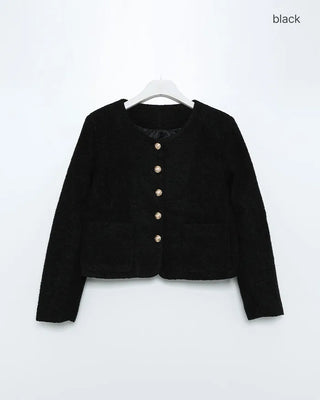 Gold Button Round Neck Jacket