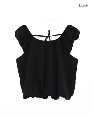 Back ribbon shirred blouse