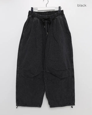Parachute denim elastic waist pants