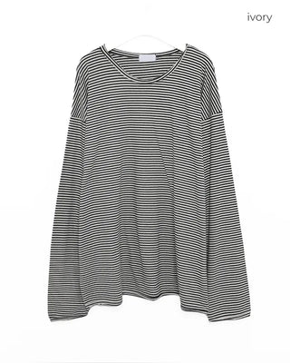 Striped round long-sleeved T-shirt