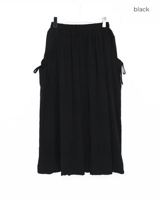 Drawstring pocket volume flared skirt