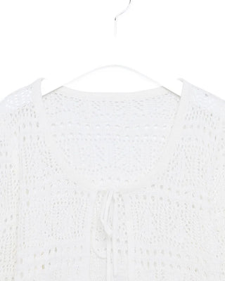 Net V-neck Ribbon Cardigan