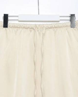 Satin elastic waist lace midi skirt