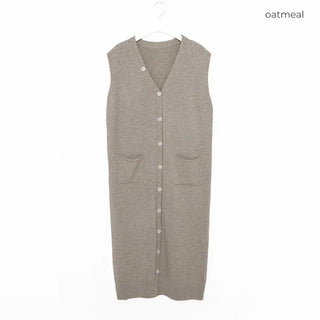 V-neck sleeveless long cardigan dress