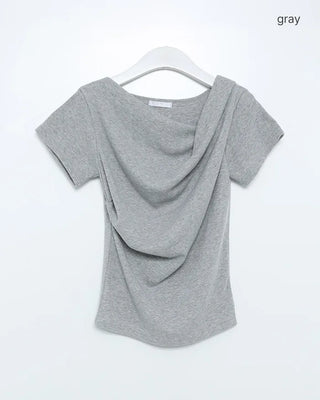 Asymmetrical Drape Short-Sleeve T-Shirt