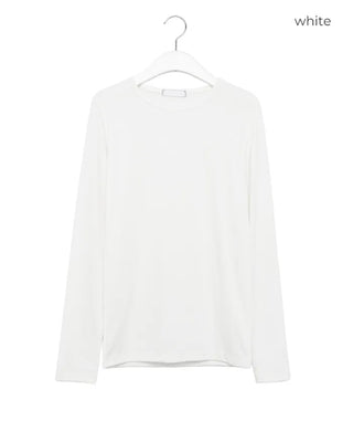 Round neck rayon long-sleeve T-shirt