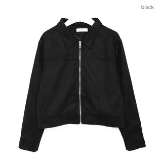 Simple velour short jacket