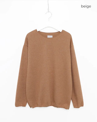 Crew neck ribbed long t-shirt