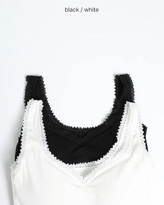 Sleeveless top with lace cap