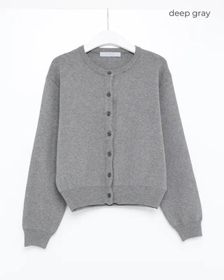 Wool round neck cardigan