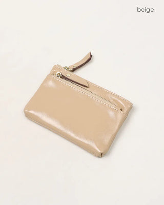 Double Zip Leather Mini Wallet