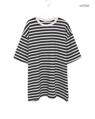 Two-tone border half-sleeve T-shirt