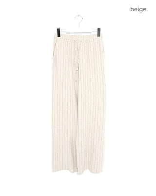 Linen banding striped pants