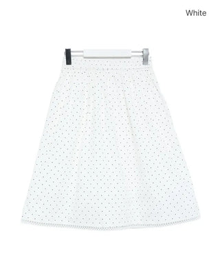 Vintage polka dot shirred midi skirt
