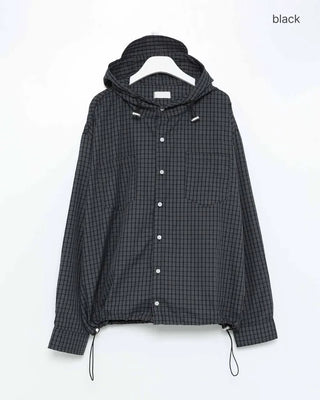 Gingham check oversized hoodie shirt