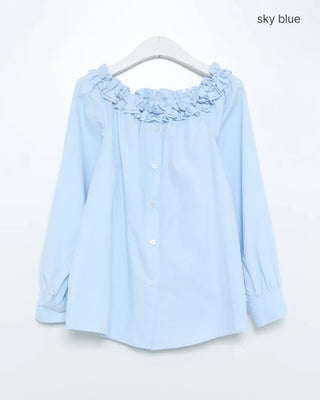 Frilled off-shoulder blouse