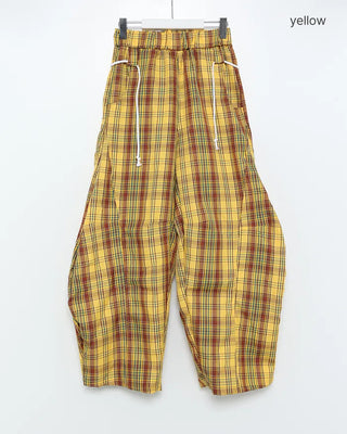 Checked String Point Banding Wide Pants