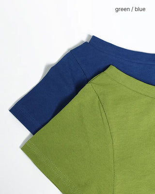 Short-sleeved semi-cropped color T-shirt